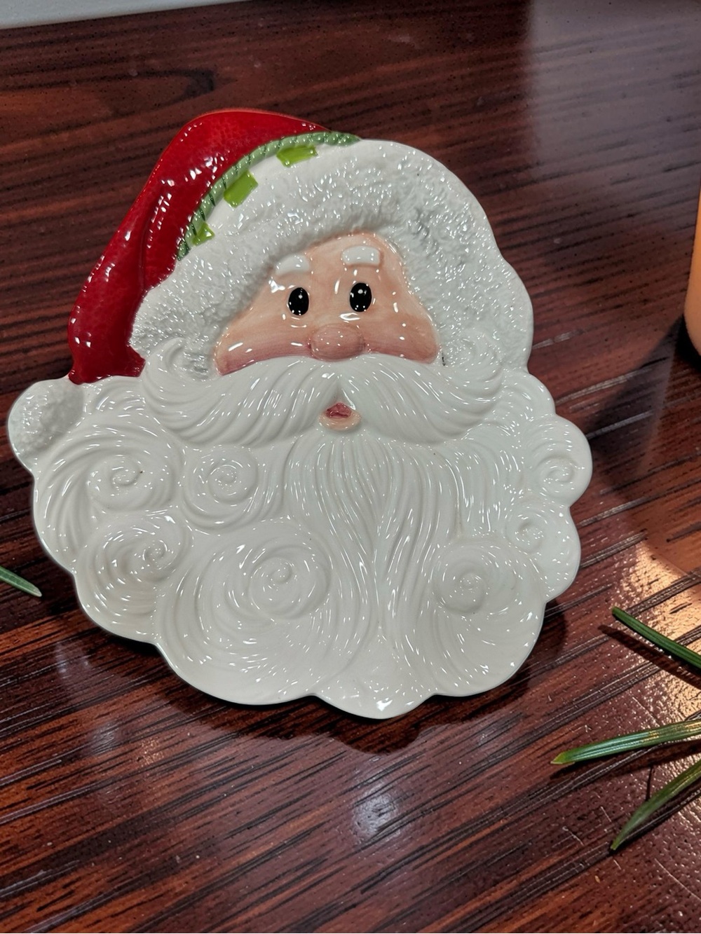 Fitz and Floyd Santa Face Holiday Serving Dish - White & Red RT